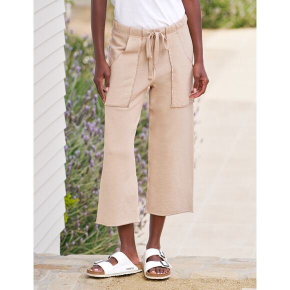 Frank & Eileen Women's Penny Patch Pocket Cropped Sweatpants Desert Size L NWOT